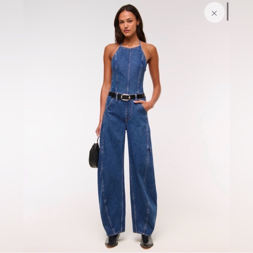Women's Blue Denim Jumpsuit Abercrombie & Fitch